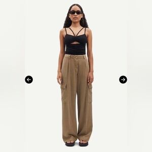 SAMSOE SAMSOE Sahopsa Wide Leg Trousers in Lead Gray.